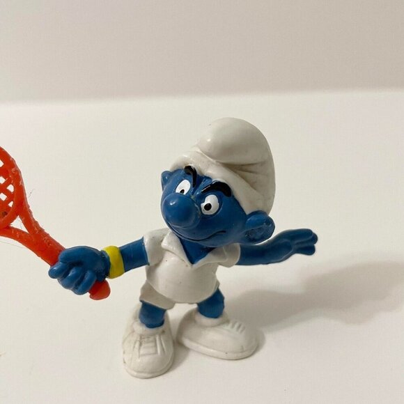 Vintage 1979 Smurfs Tennis Player Smurf with Racket Figurine - Picture 10 of 14